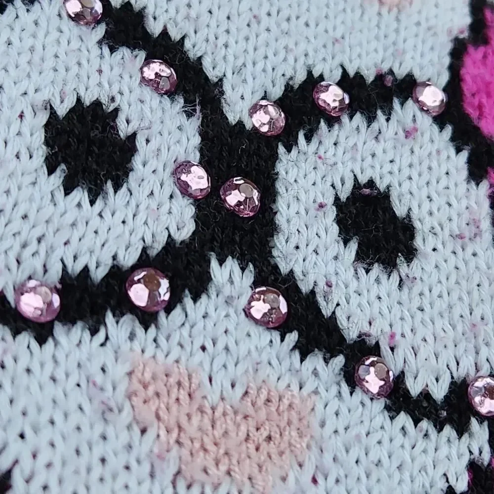 🔺️Pink Rhinestone Bunny Long Sleeve Sweater Youth Small